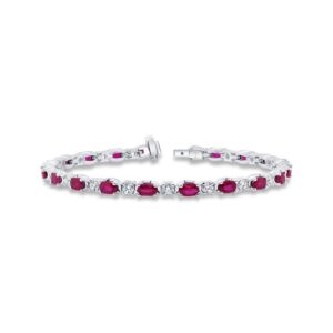 1-Row Oval Shaped Ruby Link Bracelet