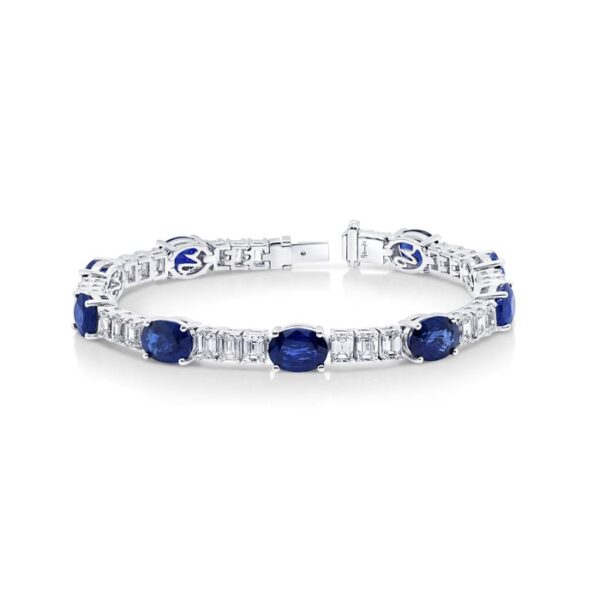 Oval Shaped Blue Sapphire Designer Bracelet
