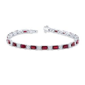 Emerald Cut Ruby Link Bracelet