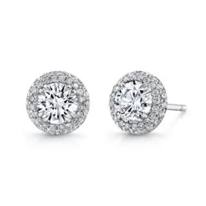Double-Halo Round Stud Earrings