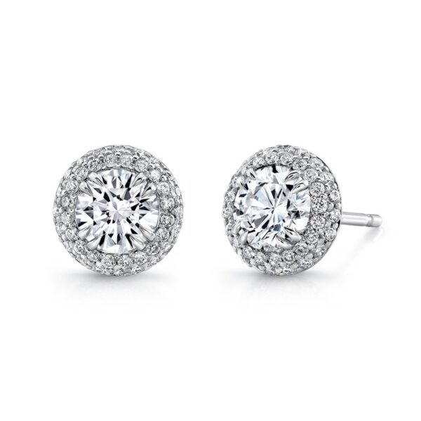 Double-Halo Round Stud Earrings