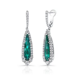 Halo Pear Shaped Indicolite Tourmaline Dangle Earrings