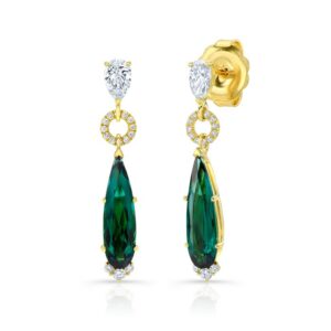 Pear Shaped Indicolite Tourmaline Dangle Earrings