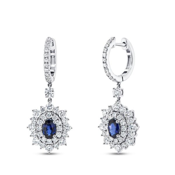 Double-Halo Drop Earrings