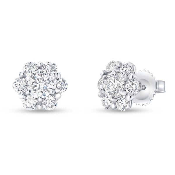 Cluster Cushion Cut Diamond Stud Earrings