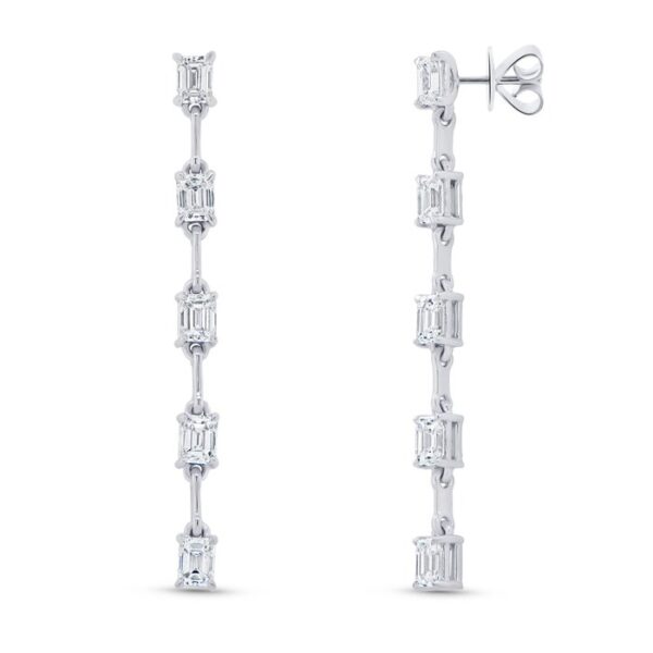Emerald Cut Diamond Dangle Earrings