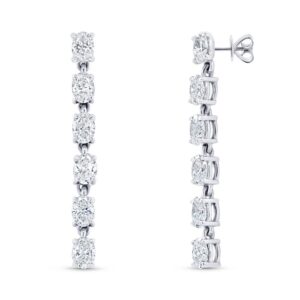 Oval Shaped Diamond Dangle Earrings