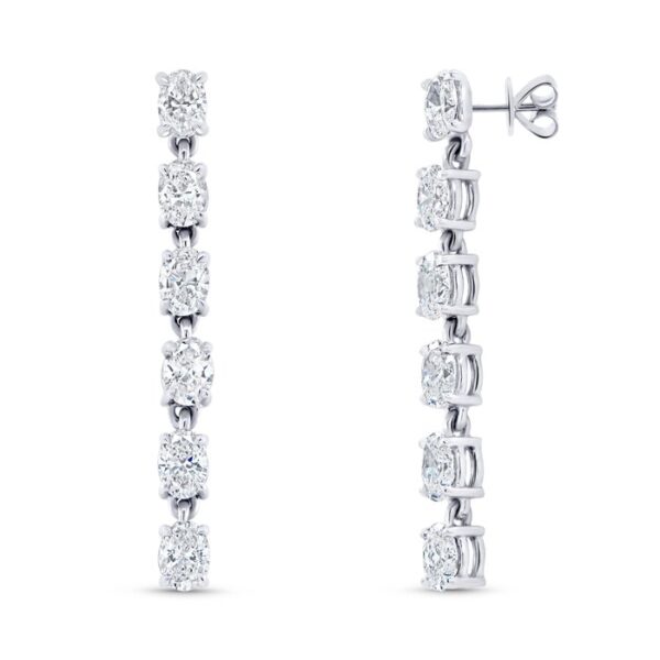 Oval Shaped Diamond Dangle Earrings
