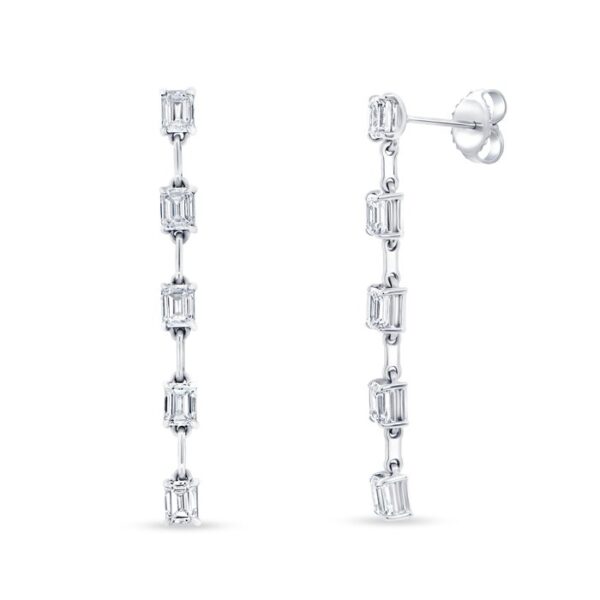 Emerald Cut Diamond Dangle Earrings
