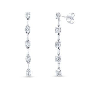 Oval Shaped Diamond Dangle Earrings