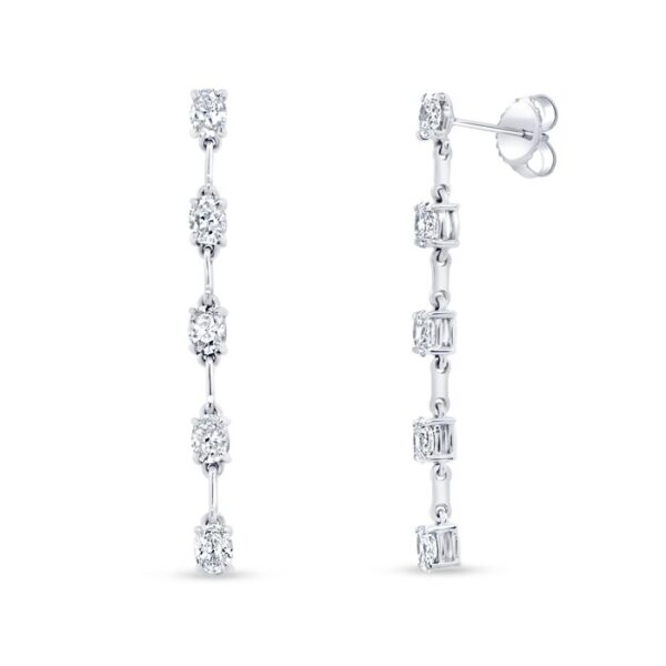 Oval Shaped Diamond Dangle Earrings