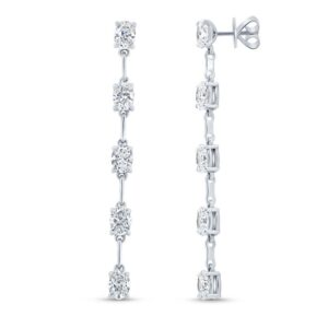 Oval Shaped Diamond Dangle Earrings