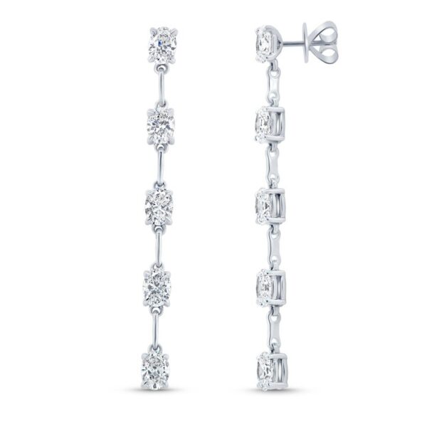 Oval Shaped Diamond Dangle Earrings