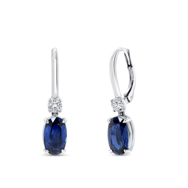 Drop Cushion Cut Blue Sapphire Dangle Earrings