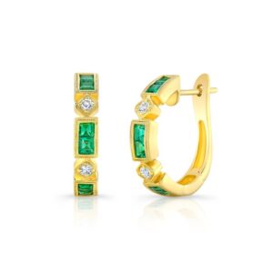 Princess Cut Emerald Huggie Earrings