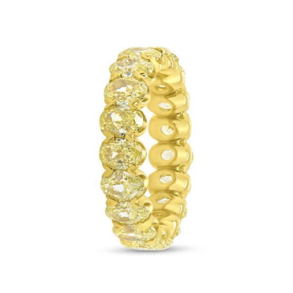 1-Row Oval Shaped Fancy Yellow Diamond Anniversary Ring - Image 2