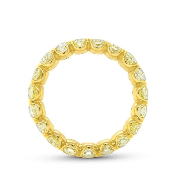 1-Row Oval Shaped Fancy Yellow Diamond Anniversary Ring - Image 3