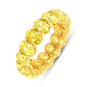 1-Row Oval Shaped Fancy Yellow Diamond Anniversary Ring