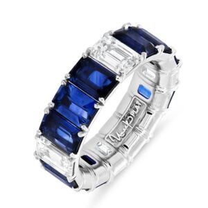 1-Row Emerald Cut Blue Sapphire Eternity Ring