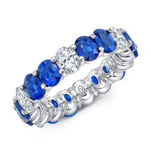 1-Row Oval Shaped Blue Sapphire Eternity Ring