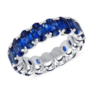 1-Row Oval Shaped Blue Sapphire Eternity Ring