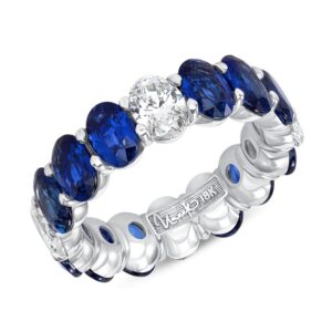 1-Row Oval Shaped Blue Sapphire Eternity Ring