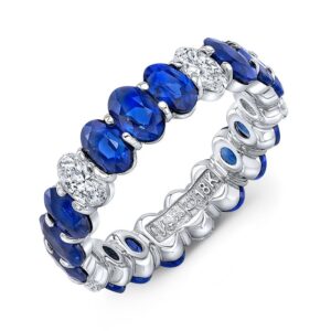 1-Row Oval Shaped Blue Sapphire Eternity Ring