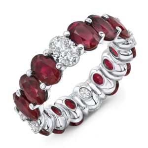 1-Row Oval Shaped Ruby Eternity Ring