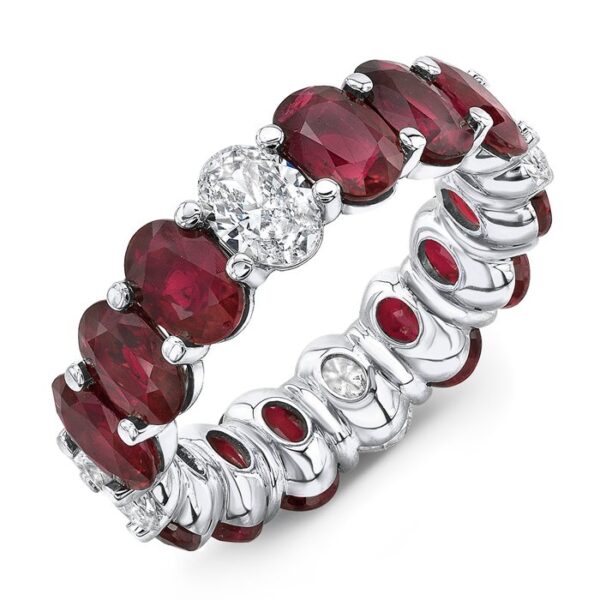 1-Row Oval Shaped Ruby Eternity Ring