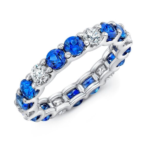 1-Row Round Blue Sapphire Eternity Ring