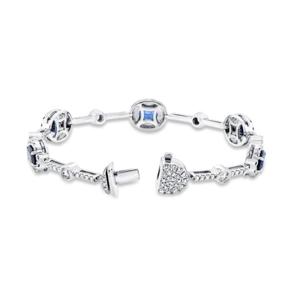 1-Row Oval Shaped Blue Sapphire Link Bracelet - Image 2