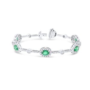 1-Row Oval Shaped Emerald Link Bracelet