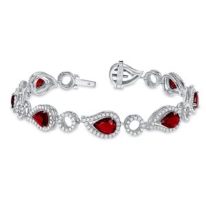 Halo Pear Shaped Ruby Bracelet