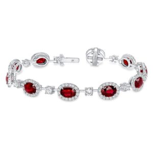 Halo Oval Shaped Ruby Bracelet