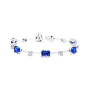 Cushion Cut Blue Sapphire Designer Bracelet