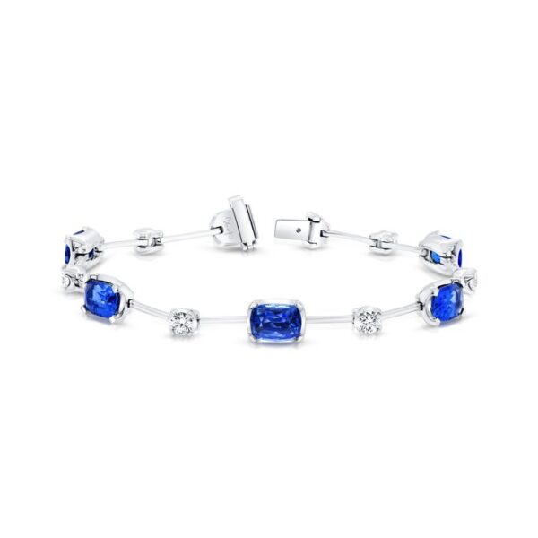 Cushion Cut Blue Sapphire Designer Bracelet