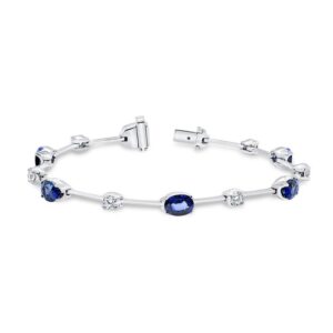 Oval Shaped Blue Sapphire Designer Bracelet