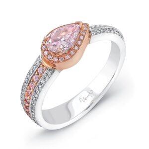 Halo Pear Shaped Fancy Pink Diamond Engagement Ring