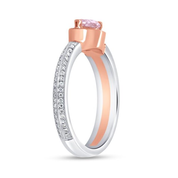 Halo Pear Shaped Fancy Pink Diamond Engagement Ring - Image 2