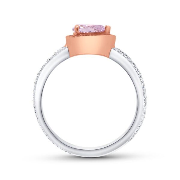 Halo Pear Shaped Fancy Pink Diamond Engagement Ring - Image 3