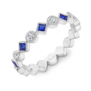 1-Row Round Blue Sapphire Fashion Ring