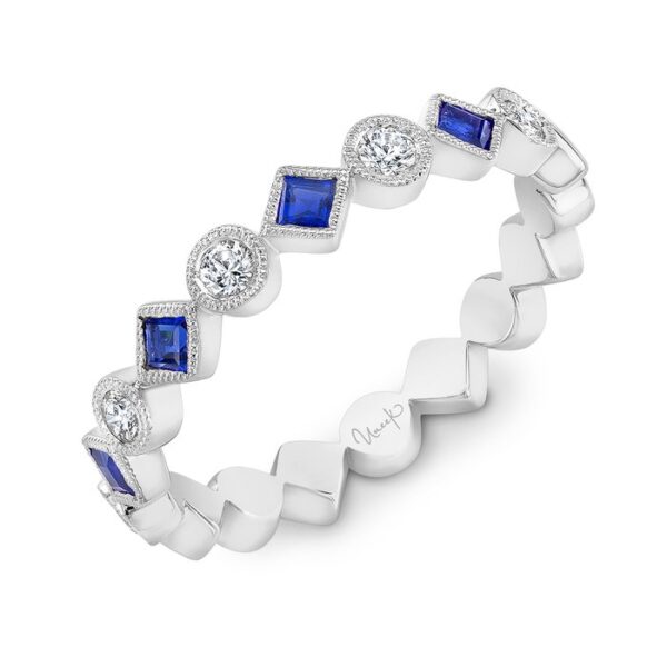 1-Row Round Blue Sapphire Fashion Ring
