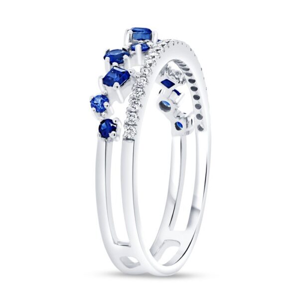 Round Blue Sapphire Fashion Ring - Image 2