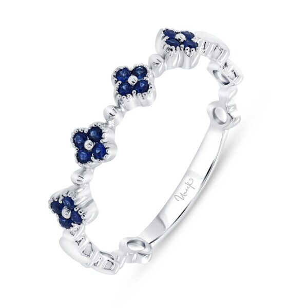 Floral Round Blue Sapphire Fashion Ring
