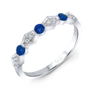 1-Row Round Blue Sapphire Fashion Ring