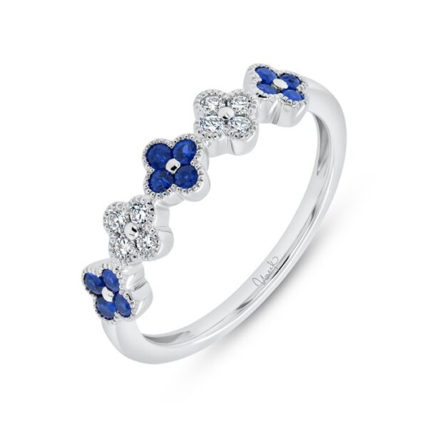 Floral Round Blue Sapphire Fashion Ring