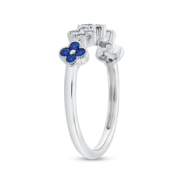Floral Round Blue Sapphire Fashion Ring - Image 2