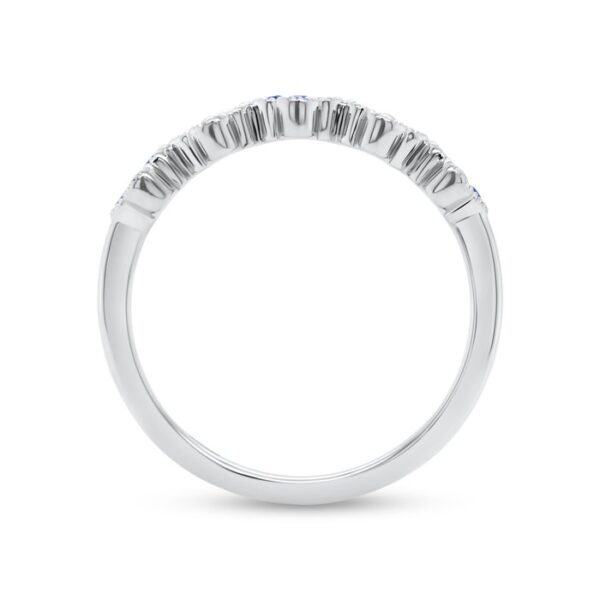Floral Round Blue Sapphire Fashion Ring - Image 3