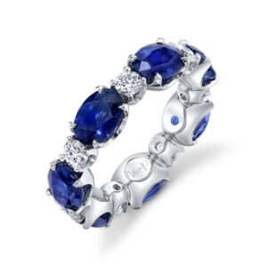 1-Row Oval Shaped Blue Sapphire Eternity Ring