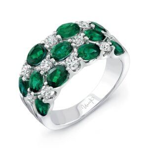 3-Row Oval Shaped Emerald Fashion Ring